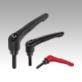 Clamping levers, steel with external thread, threaded pin black oxidised steel