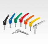 Clamping levers, zinc with male thread, steel parts trivalent blue-passivated