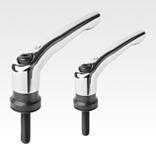 Adjustable handles, zinc with external thread and clamping force intensifier, high-gloss chromed