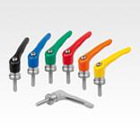 Clamping levers, zinc with male thread and clamping force intensifier, matt textured