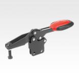 Horizontal clamps with safety interlock with straight foot and adjustable clamping spindle