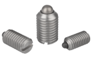 Spring plungers with slot and thrust pin, stainless steel Spring plungers with slot and thrust pin, stainless steel