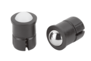Spring plungers smooth version, self-clamping, plastic Spring plungers smooth version, self-clamping, plastic