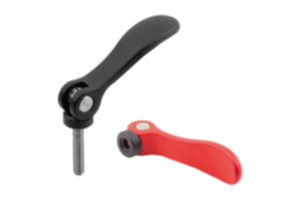 Cam levers, aluminum with internal or external thread, plastic thrust washer and steel or stainless steel stud - inch Cam levers, aluminum with internal or external thread, plastic thrust washer and steel or stainless steel stud - inch