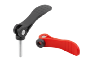 Cam levers, plastic with internal or external thread, plastic thrust washer and steel or stainless steel stud - inch Cam levers, plastic with internal or external thread, plastic thrust washer and steel or stainless steel stud - inch