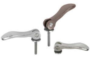 Cam levers, stainless steel with internal and external thread, plastic-metal thrust washer and stainless steel stud - inch Cam levers, stainless steel with internal and external thread, plastic-metal thrust washer and stainless steel stud - inch