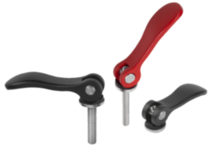 Cam levers, aluminum with internal and external thread, plastic-metal thrust washer and steel or stainless steel stud - inch Cam levers, aluminum with internal and external thread, plastic-metal thrust washer and steel or stainless steel stud - inch