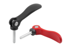 Cam levers, aluminum, adjustable with external thread, plastic thrust washer and steel or stainless steel stud - inch Cam levers, aluminum, adjustable with external thread, plastic thrust washer and steel or stainless steel stud - inch