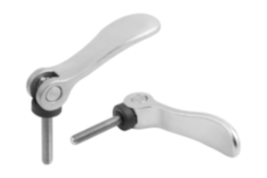 Cam levers, stainless steel, adjustable with external thread, plastic thrust washer and stainless steel stud - inch Cam levers, stainless steel, adjustable with external thread, plastic thrust washer and stainless steel stud - inch