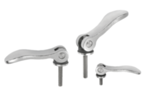 Cam levers, steel, adjustable with external thread, plastic-metal thrust washer and steel stud - inch Cam levers, steel, adjustable with external thread, plastic-metal thrust washer and steel stud - inch