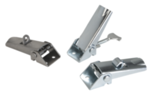 Latches, steel or stainless steel, with adjustable metal plate hook for up to 1000N, fastening holes visible, short version Latches, steel or stainless steel, with adjustable metal plate hook for up to 1000N, fastening holes visible, short version