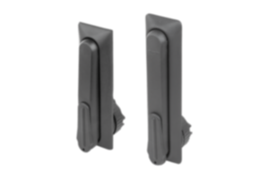 Swivel grip plastic, mounting hole round, mounting hole spacing 105/130 mm, with cover, with or without profile half-cylinder lock Swivel grip plastic, mounting hole round, mounting hole spacing 105/130 mm, with cover, with or without profile half-cylinder lock