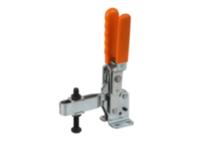 Toggle clamps vertical with safety interlock with flat foot and adjustable clamping spindle Toggle clamps vertical with safety interlock with flat foot and adjustable clamping spindle