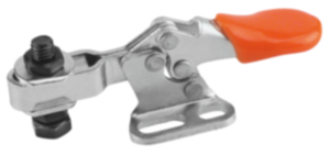Toggle clamps mini horizontal with flat left foot and adjustable clamping spindle Toggle clamps mini horizontal with flat left foot and adjustable clamping spindle