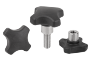 Palm grips, plastic, metal detectable with protruding steel bushing Palm grips, plastic, metal detectable with protruding steel bushing