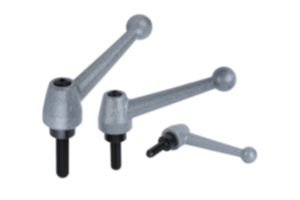 Adjustable handles, steel, with external thread, hammer tone enamelled, threaded insert black oxidized steel Adjustable handles, steel, with external thread, hammer tone enamelled, threaded insert black oxidized steel