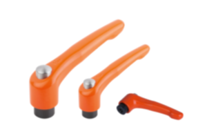Adjustable handles, die-cast zinc, with internal thread and protective cap, pure orange satin finish, threaded insert black oxidized steel Adjustable handles, die-cast zinc, with internal thread and protective cap, pure orange satin finish, threaded insert black oxidized steel
