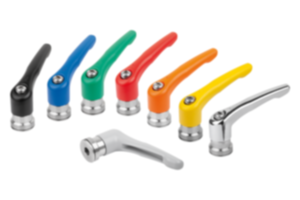 Adjustable handles, die-cast zinc with internal thread and clamping force intensifier, threaded insert stainless steel Adjustable handles, die-cast zinc with internal thread and clamping force intensifier, threaded insert stainless steel