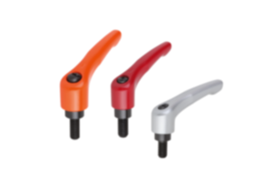 Adjustable handles, die-cast zinc, with external thread, satin finish, threaded insert black oxidized steel Adjustable handles, die-cast zinc, with external thread, satin finish, threaded insert black oxidized steel