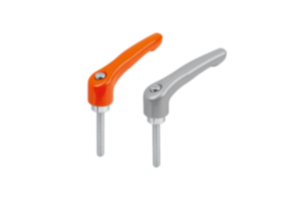 Adjustable handles, die-cast zinc with external thread, satin finish, threaded insert blue passivated steel Adjustable handles, die-cast zinc with external thread, satin finish, threaded insert blue passivated steel