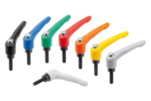 Adjustable handles, die-cast zinc with external thread and protective cap, threaded pin black oxidized steel Adjustable handles, die-cast zinc with external thread and protective cap, threaded pin black oxidized steel