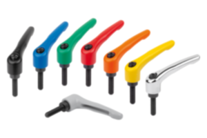 Adjustable handles, die-cast zinc with external thread, threaded insert black oxidized steel Adjustable handles, die-cast zinc with external thread, threaded insert black oxidized steel