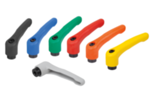 Adjustable handles plastic with internal thread, threaded insert black oxidized steel Adjustable handles plastic with internal thread, threaded insert black oxidized steel