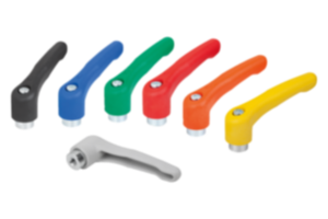 Adjustable handles, plastic with internal thread, threaded insert blue passivated steel Adjustable handles, plastic with internal thread, threaded insert blue passivated steel