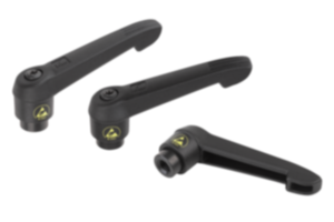 Adjustable handles, plastic, antistatic with internal thread, threaded insert black oxidized steel Adjustable handles, plastic, antistatic with internal thread, threaded insert black oxidized steel