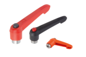 Adjustable handles, plastic with internal thread and push button, threaded insert stainless steel Adjustable handles, plastic with internal thread and push button, threaded insert stainless steel