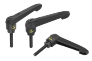 Adjustable handles, plastic, antistatic with external thread, threaded insert black oxidized steel Adjustable handles, plastic, antistatic with external thread, threaded insert black oxidized steel