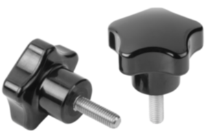 Five lobe grip, plastic (thermoset) with external thread, threaded insert steel or stainless steel - inch Five lobe grip, plastic (thermoset) with external thread, threaded insert steel or stainless steel - inch