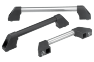 Empuñaduras de tubo de aluminio con punta de empuñadura de plástico e inclinación por los dos lados Empuñaduras de tubo de aluminio con punta de empuñadura de plástico e inclinación por los dos lados