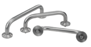 Pull handles, round stainless steel with wide washers Pull handles, round stainless steel with wide washers