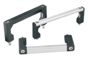 Empuñaduras curvas de aluminio con punta de empuñadura de plástico, montaje por el dorso Empuñaduras curvas de aluminio con punta de empuñadura de plástico, montaje por el dorso