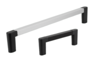 Pull handles, aluminum with plastic grip legs, mounted from rear Pull handles, aluminum with plastic grip legs, mounted from rear