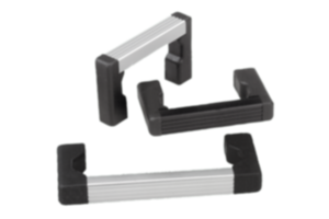 Pull handles, aluminum with plastic grip legs and ribbed grip, mounted from the rear Pull handles, aluminum with plastic grip legs and ribbed grip, mounted from the rear
