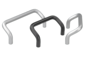 Pull handles, anodised aluminum, rounded angled, round profile Ø10, mounted from the rear Pull handles, anodised aluminum, rounded angled, round profile Ø10, mounted from the rear