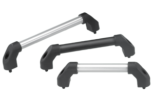 Tubular handles, aluminum with plastic grip legs, slanted both sides Tubular handles, aluminum with plastic grip legs, slanted both sides
