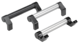 Tubular handles, aluminum, angled with aluminum grip legs Tubular handles, aluminum, angled with aluminum grip legs