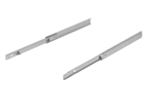 Glissières télescopiques en acier pour montage latéral, extension partielle des deux côtés, résistance à la charge jusqu'à 35 kg Glissières télescopiques en acier pour montage latéral, extension partielle des deux côtés, résistance à la charge jusqu'à 35 kg