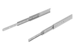 Steel telescopic slides for side mounting, over-extension, load capacity up to 68 kg Steel telescopic slides for side mounting, over-extension, load capacity up to 68 kg