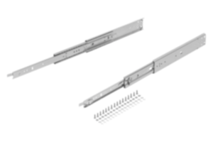 Steel telescopic slides for side mounting, over-extension, load capacity up to 68 kg Steel telescopic slides for side mounting, over-extension, load capacity up to 68 kg