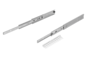 Steel telescopic slides for side mounting, over-extension, load capacity up to 68 kg Steel telescopic slides for side mounting, over-extension, load capacity up to 68 kg