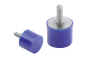 Rubber buffers stainless steel type D cylindrical with external thread FDA conform blue Rubber buffers stainless steel type D cylindrical with external thread FDA conform blue