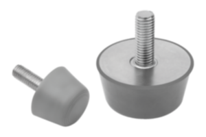 Rubber buffers stainless steel type K conical with external thread, gray Rubber buffers stainless steel type K conical with external thread, gray
