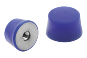 Tampon caoutchouc en inox, type EK conique avec taraudage bleu conforme FDA Tampon caoutchouc en inox, type EK conique avec taraudage bleu conforme FDA