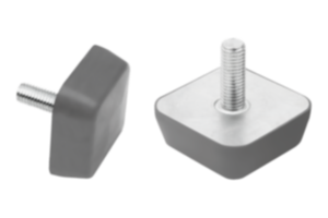 Tampon caoutchouc en inox, de type KV carré avec filetage, gris Tampon caoutchouc en inox, de type KV carré avec filetage, gris