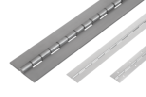 Piano hinges, steel, stainless steel or aluminum Piano hinges, steel, stainless steel or aluminum