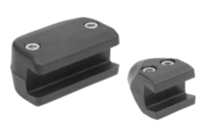 Pinces simples en plastique pour guides latéraux avec profil d’arrêt conique Pinces simples en plastique pour guides latéraux avec profil d’arrêt conique